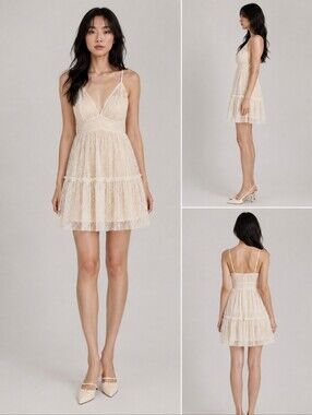 PrettyLittleThing Blush Polka Dot Tulle Dress